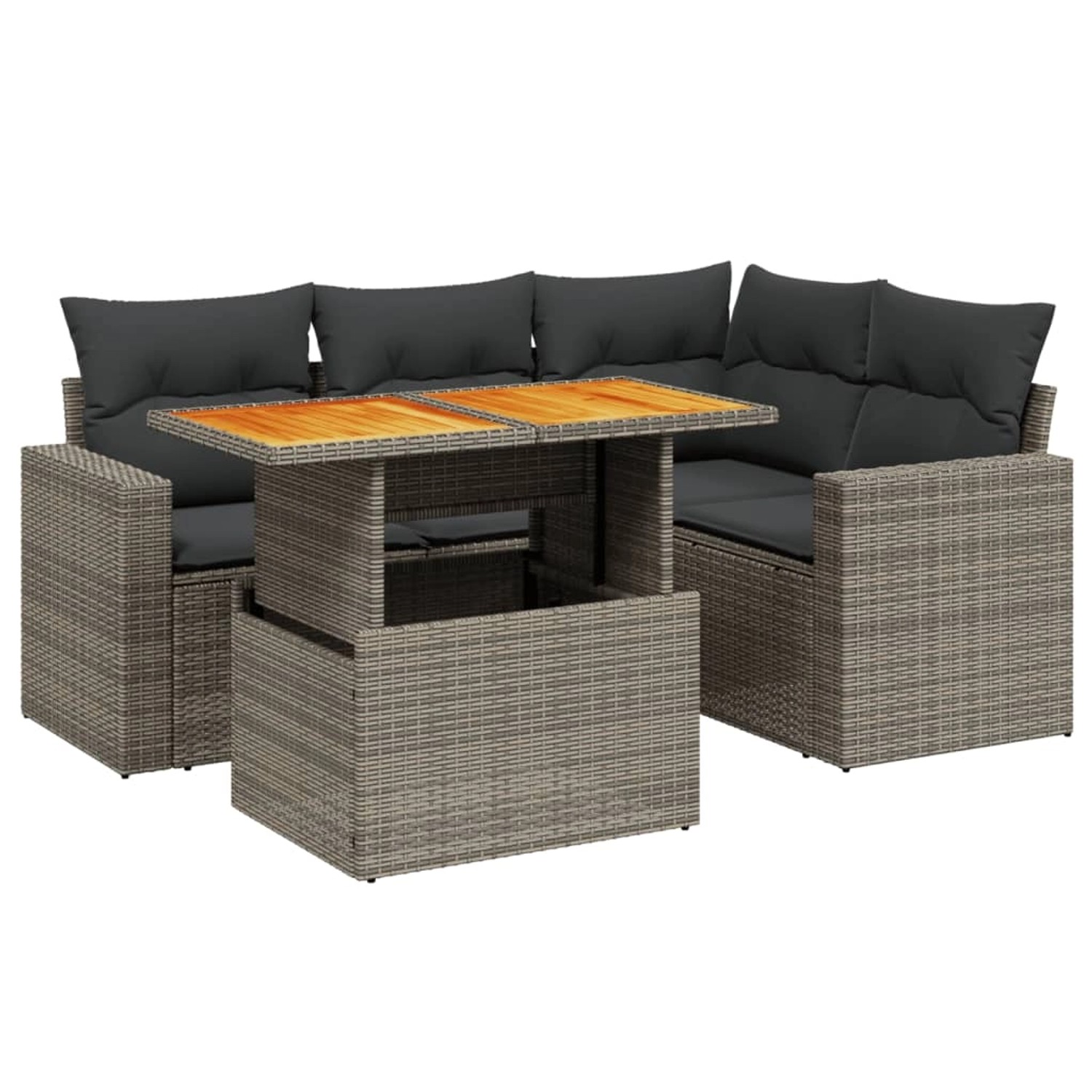 vidaXL 5-Tlg Garten-Sofagarnitur mit Kissen Grau Poly Rattan 3271298 günstig online kaufen