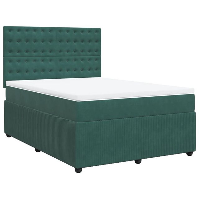 vidaXL Boxspringbett, Boxspringbett mit Matratze Dunkelgrün 140x200 cm Samt günstig online kaufen