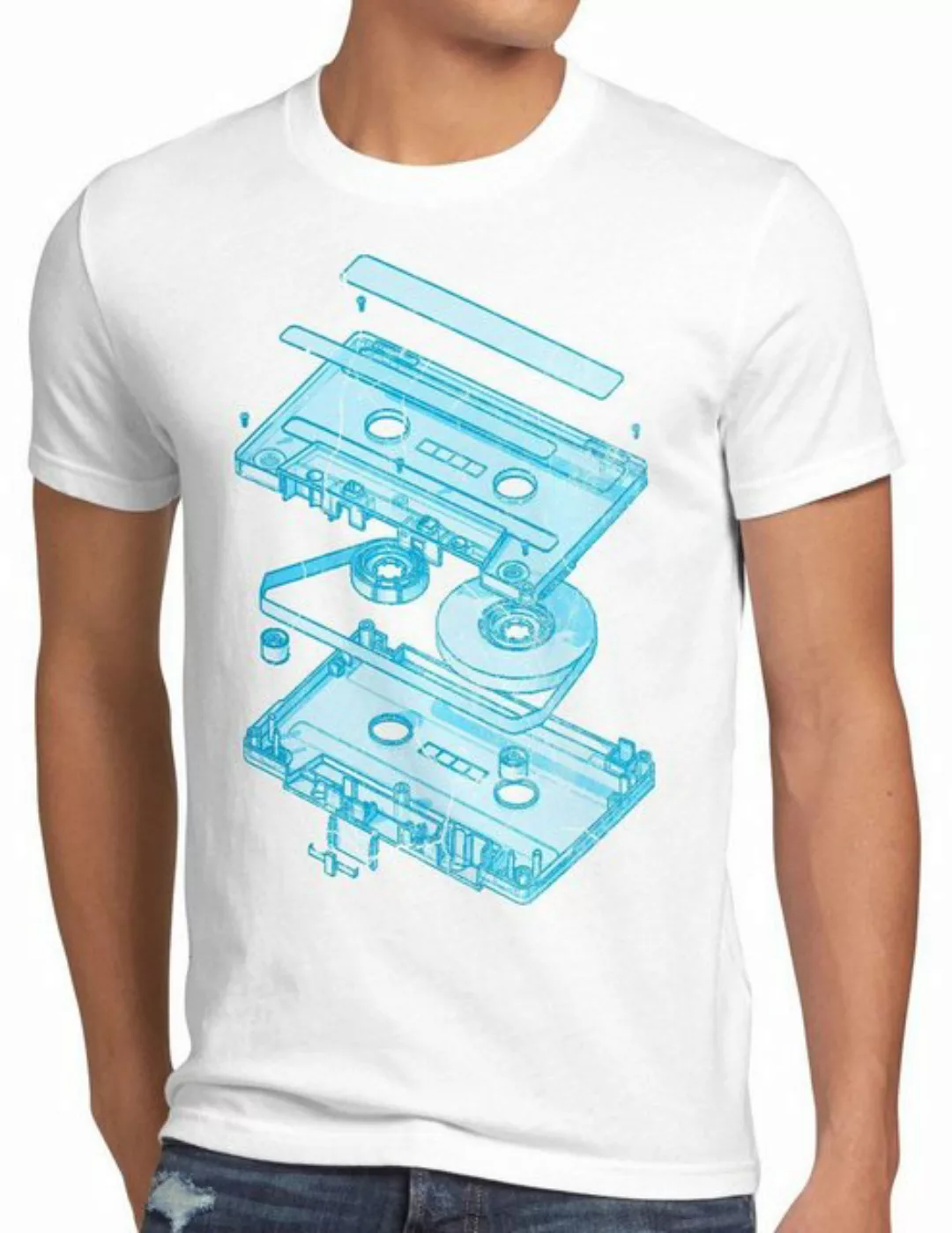 Print-Shirt Herren T-Shirt Tape Kassette mc dj 3D turntable ndw analog disk günstig online kaufen