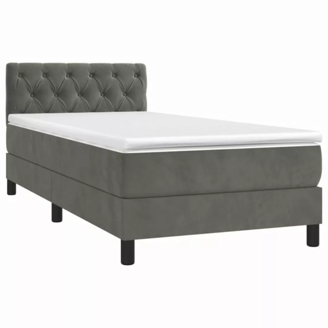 Vidaxl Boxspringbett Mit Matratze & Led Dunkelgrau 80x200 Cm Samt günstig online kaufen