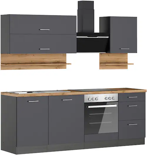 KOCHSTATION Küchenzeile »KS-Milan«, 220 cm breit, robuste Metallauszüge, vi günstig online kaufen