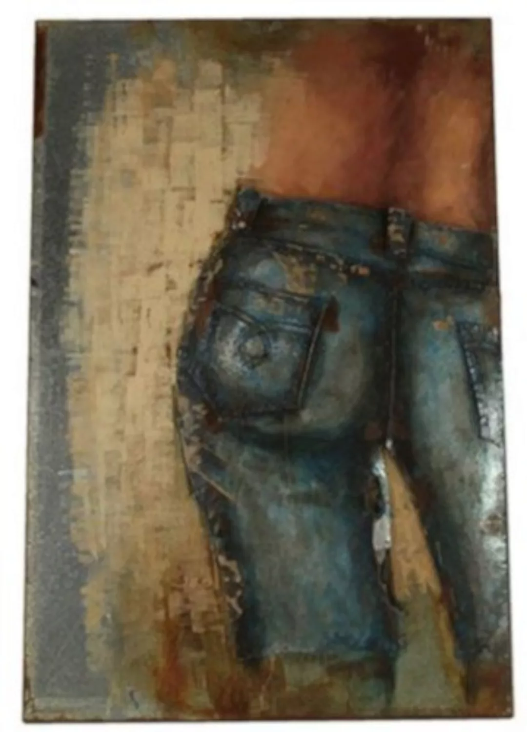 Gemälde Jeans Retraw 120 Cm Nickelblau/braun günstig online kaufen