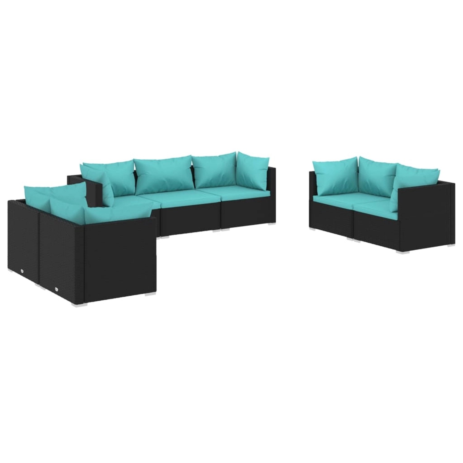 Vidaxl 7-tlg. Garten-lounge-set Mit Kissen Poly Rattan Schwarz günstig online kaufen