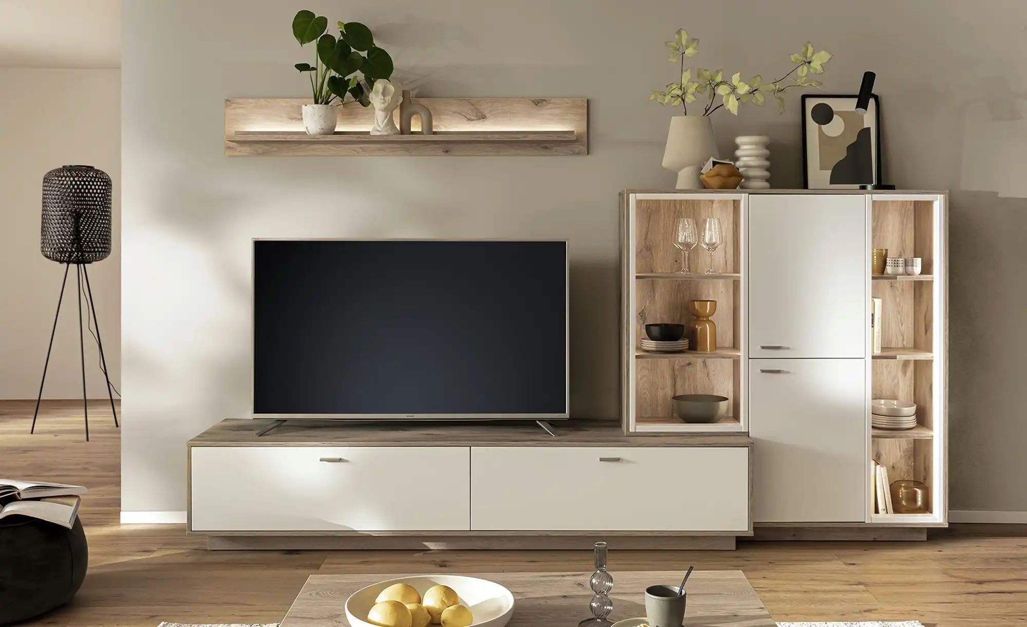 uno Wohnkombination  Santerno ¦ holzfarben ¦ Maße (cm): B: 287 H: 180 T: 50 günstig online kaufen