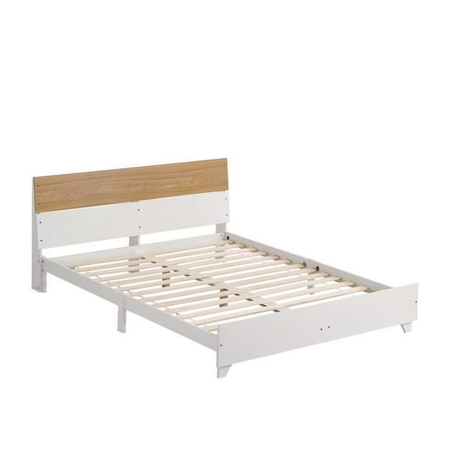 Oeryde Bett 160x200cm Doppelbett, zweifarbig Kopfteil, Stabiles Massivholz- günstig online kaufen