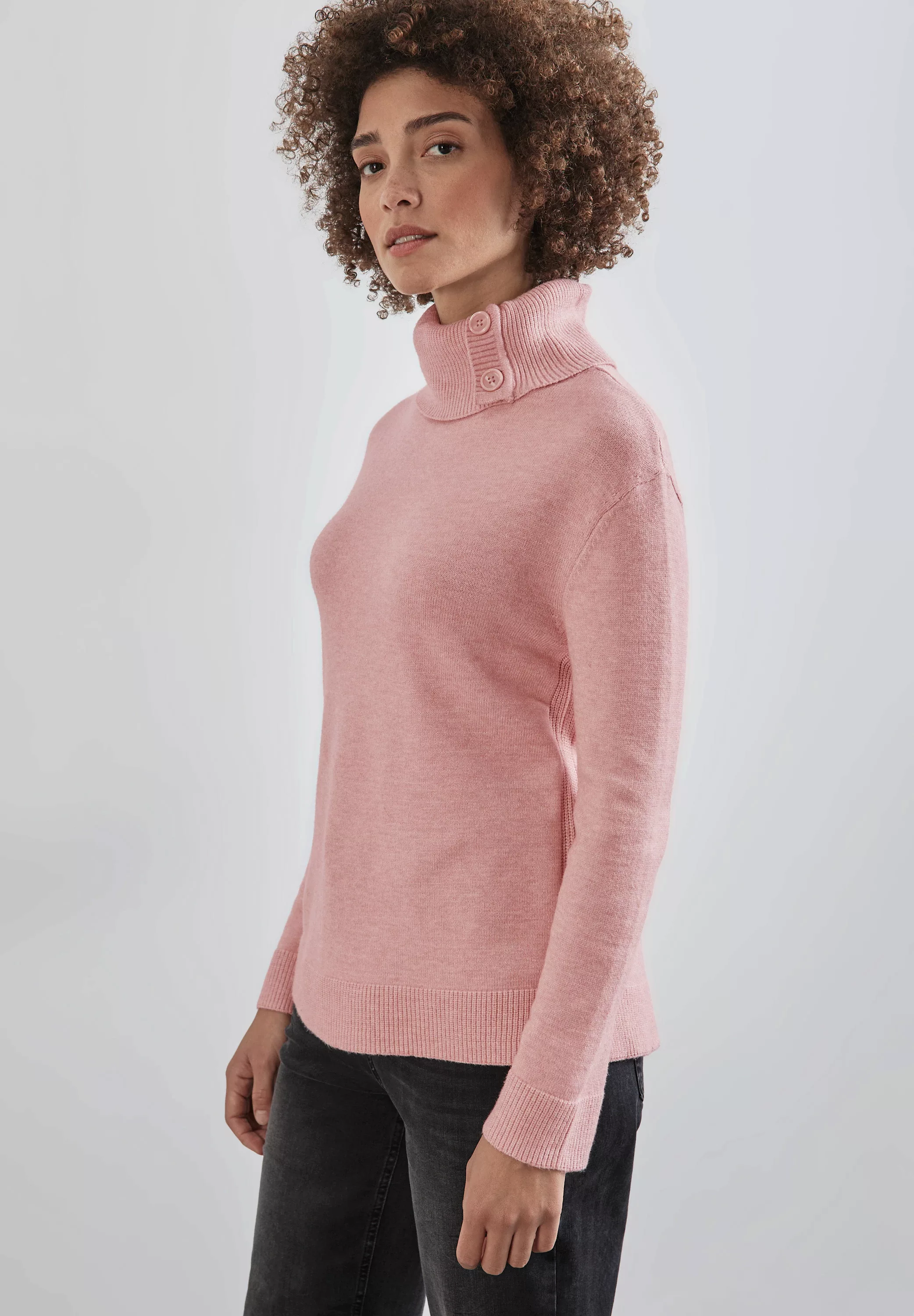 STREET ONE Strickpullover, Kragen mit Knopfdetail günstig online kaufen