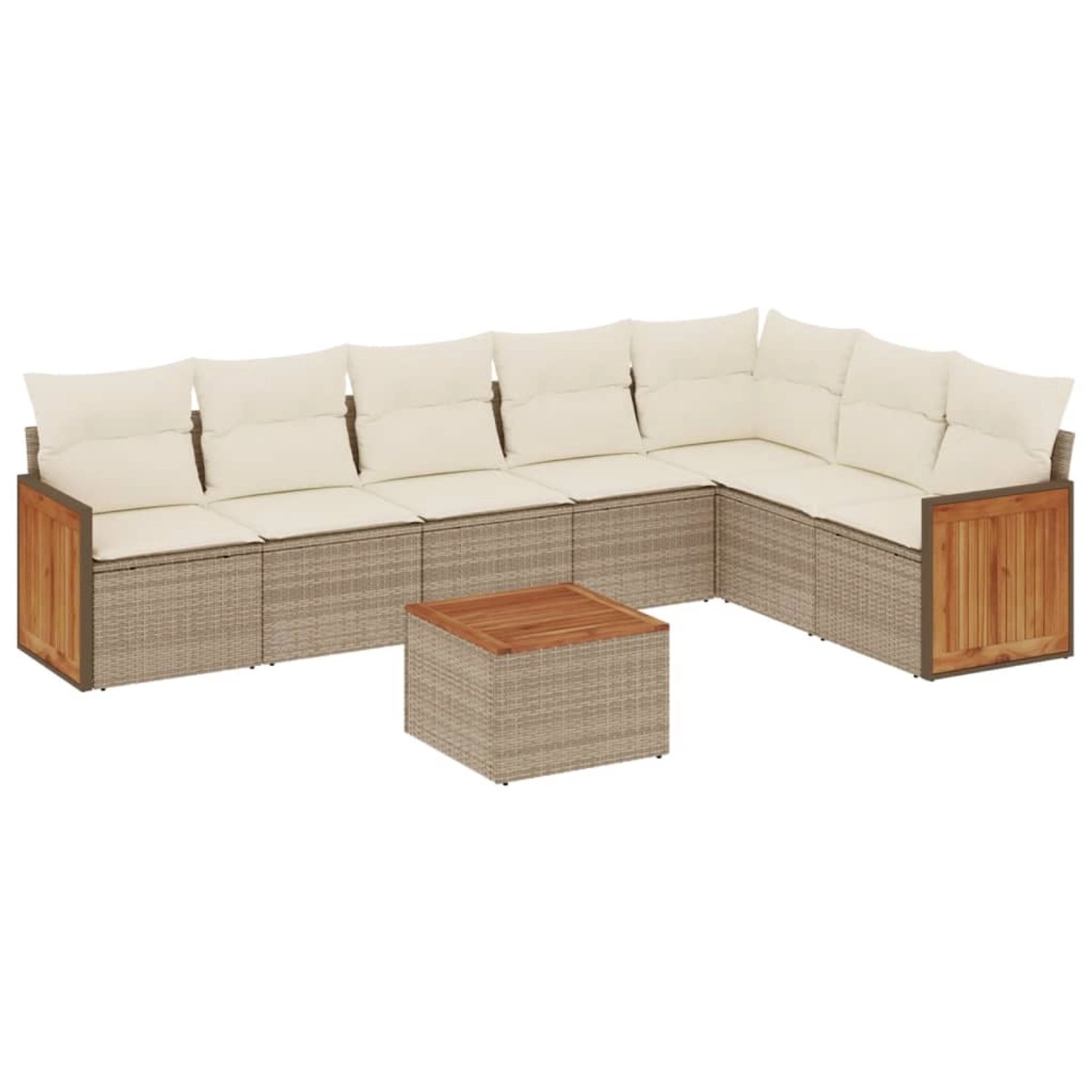 vidaXL 8-Tlg Garten-Sofagarnitur mit Kissen Beige Poly Rattan 3260119 günstig online kaufen