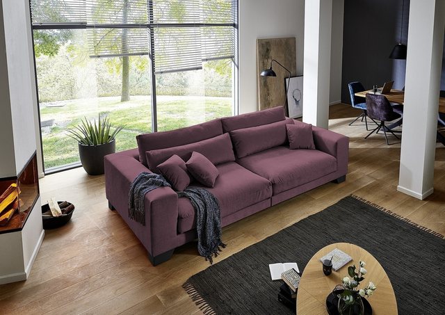 freiraum Big-Sofa Phebe, 7 Kissen, Daune, Bezug rot - 286x90x141cm (BxHxT) günstig online kaufen