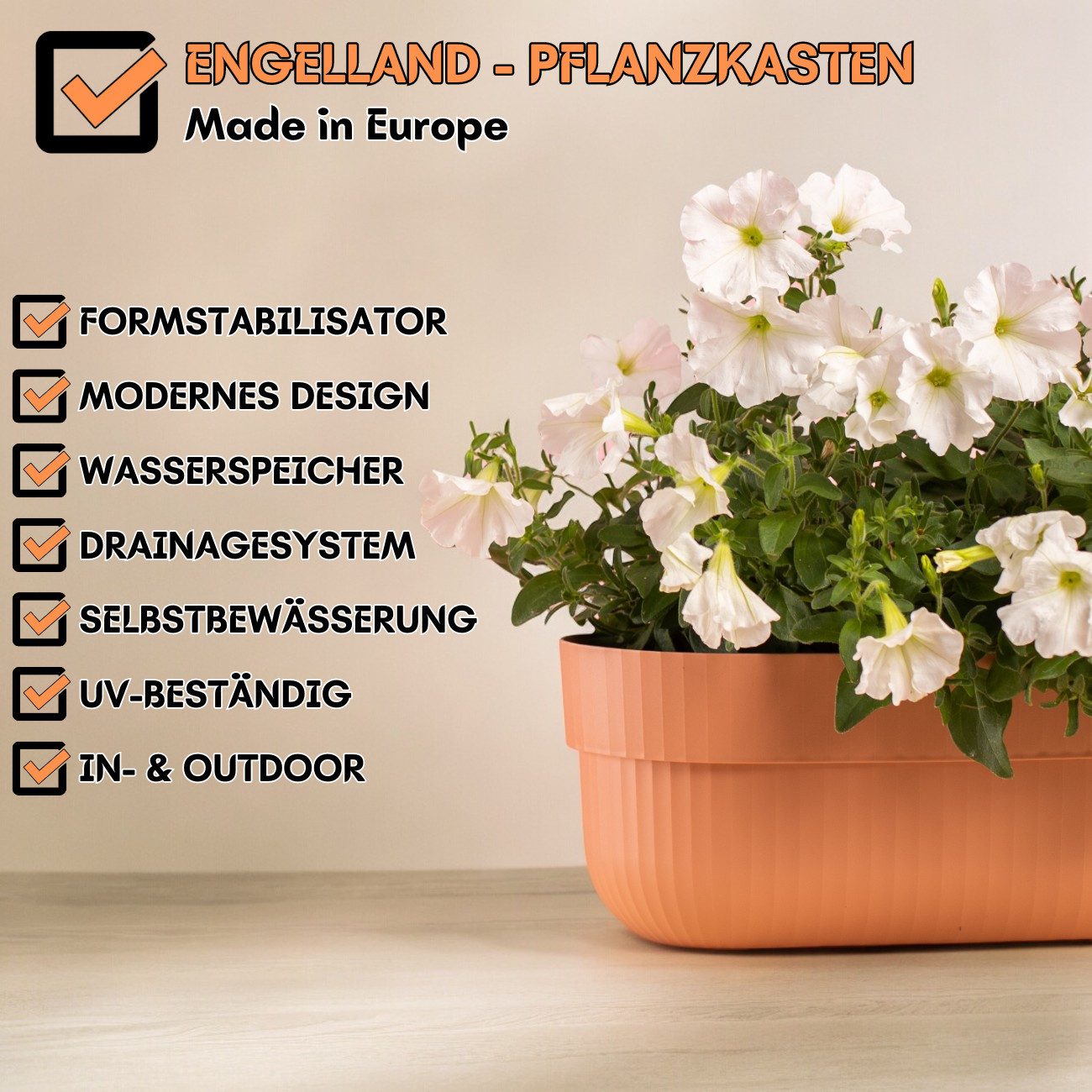 Engelland Blumenkasten mit Wasserspeicher/Drainagesystem und Abstandshalter günstig online kaufen