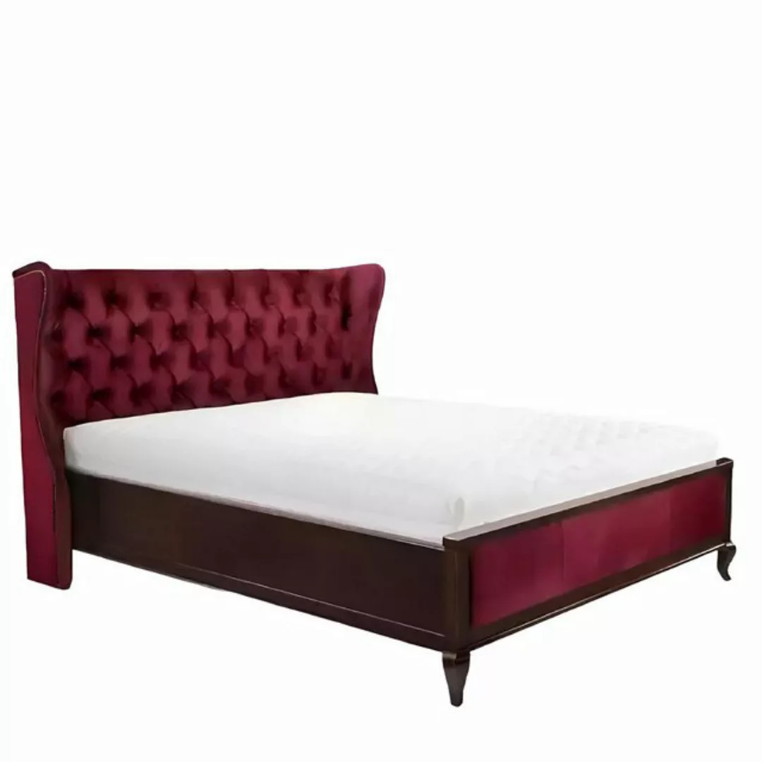 JVmoebel Bett Klassisches Chesterfield Bett Luxus Rot Doppel Bett Holz Möbe günstig online kaufen