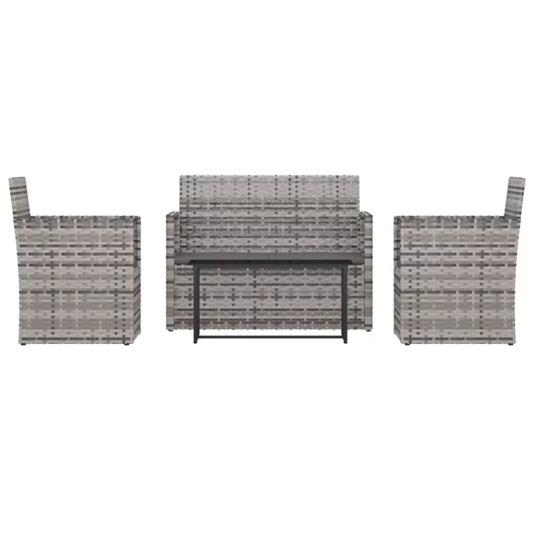 Vidaxl 4-tlg. Garten-lounge-set Mit Kissen Poly Rattan Grau günstig online kaufen