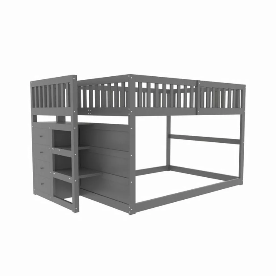 KoDise Etagenbett Niedriges-Etagenbett mit Staufach, hohes Zaun-Design, 140 günstig online kaufen