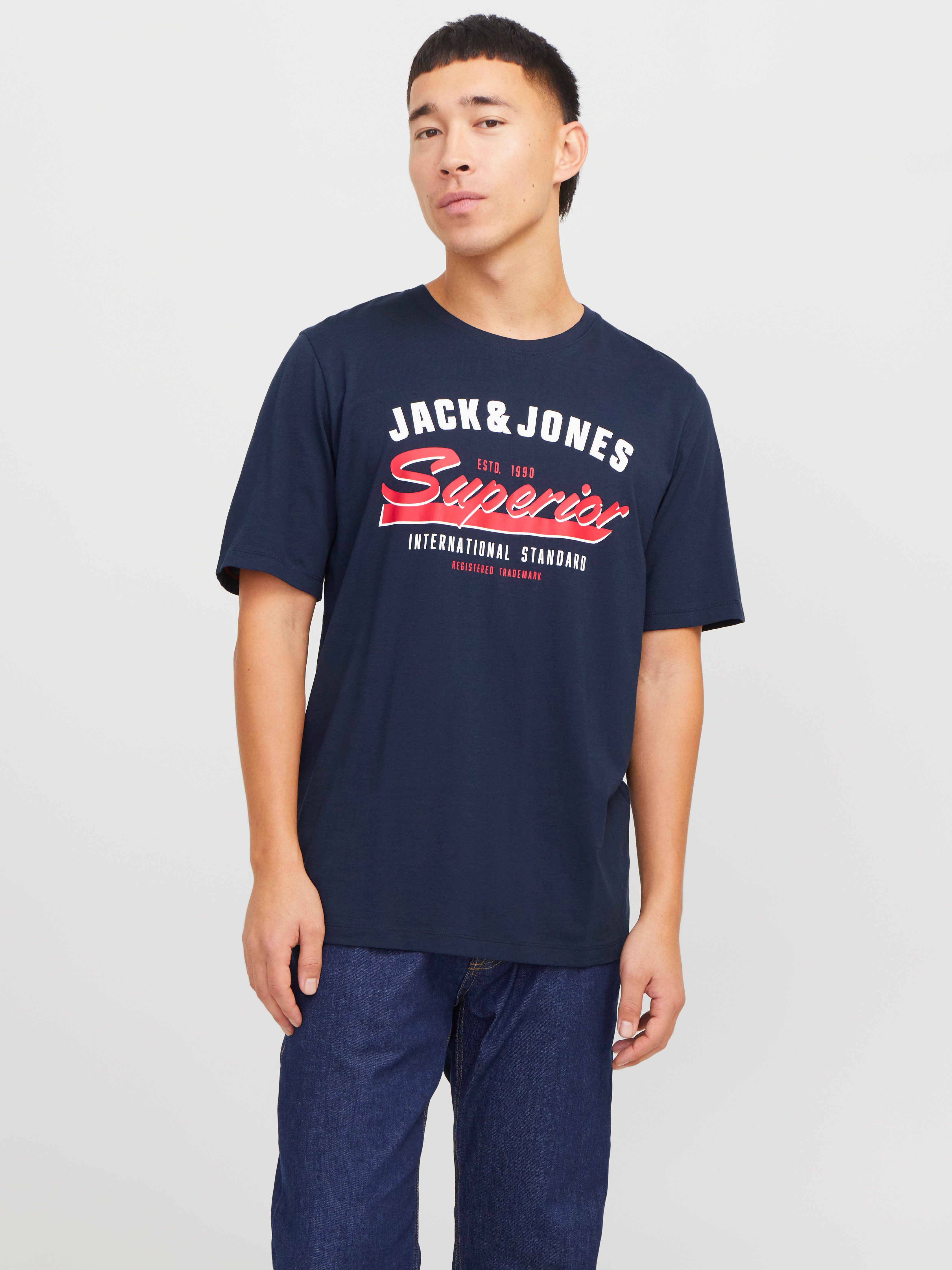 Jack & Jones Rundhalsshirt "JJELOGO TEE SS O-NECK 2 COL SS25 SN", mit Logo günstig online kaufen