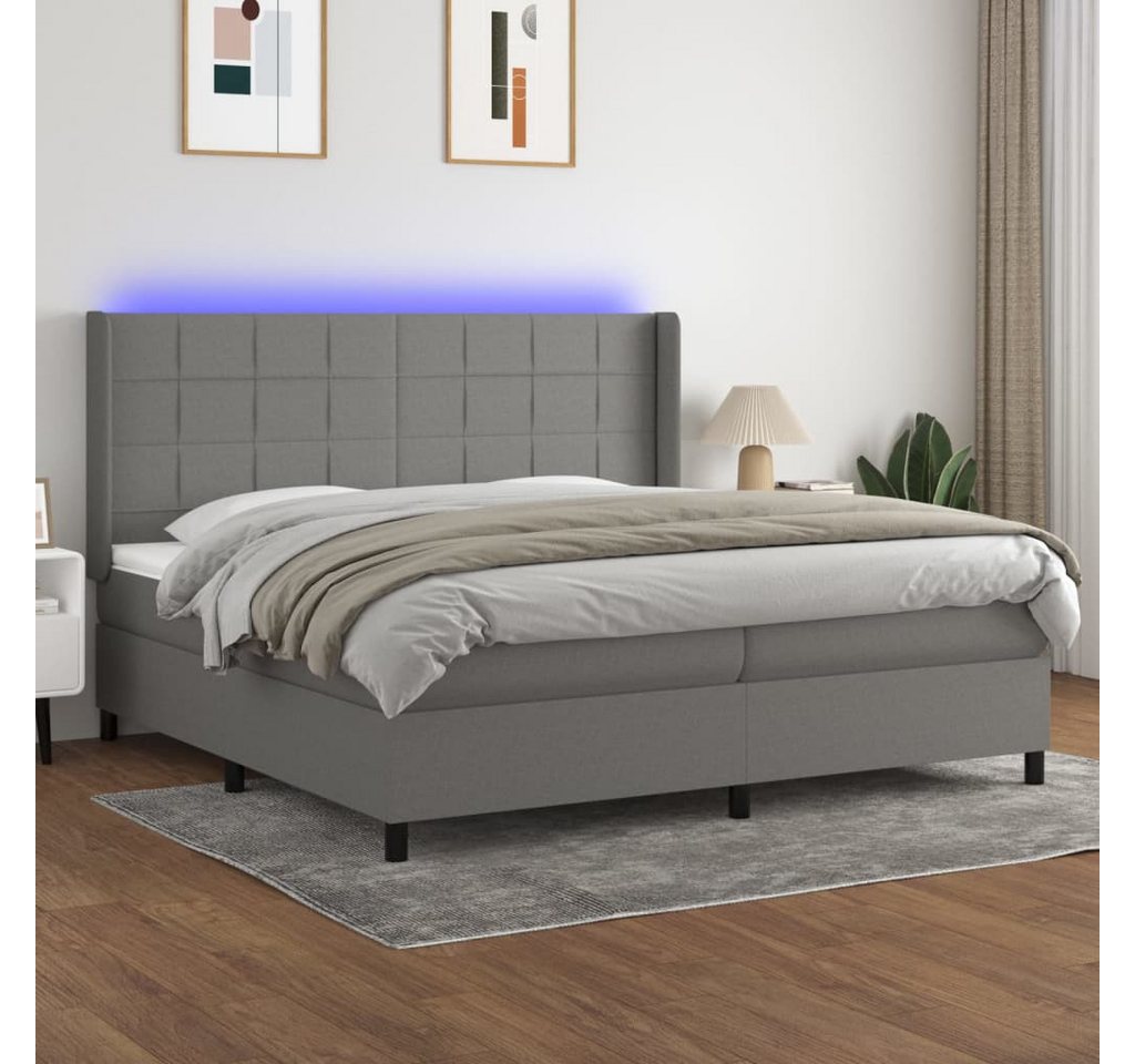 vidaXL Boxspringbett Boxspringbett mit Matratze LED Dunkelgrau 200x200 cm S günstig online kaufen