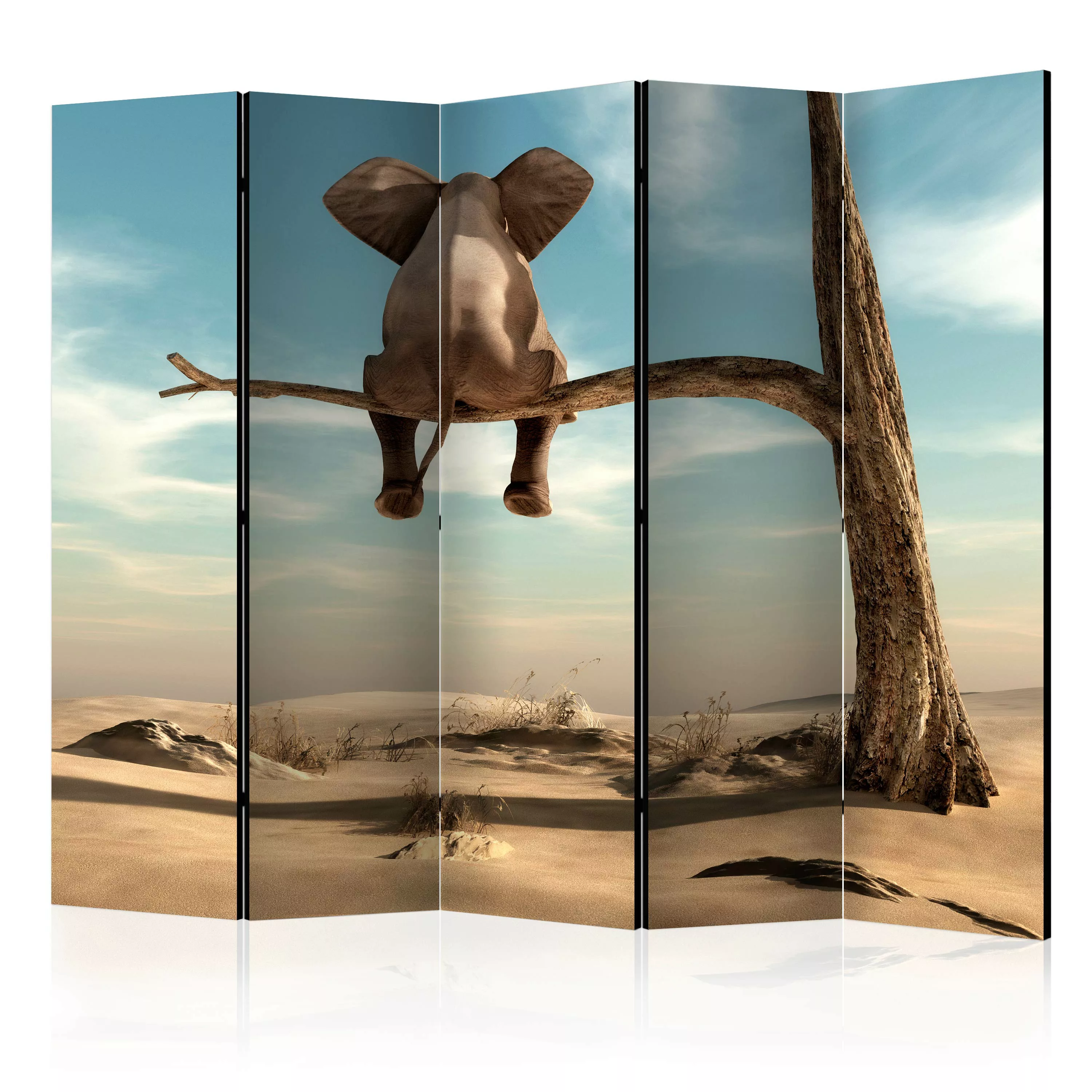 5-teiliges Paravent - Elephant On The Tree Ii [room Dividers] günstig online kaufen