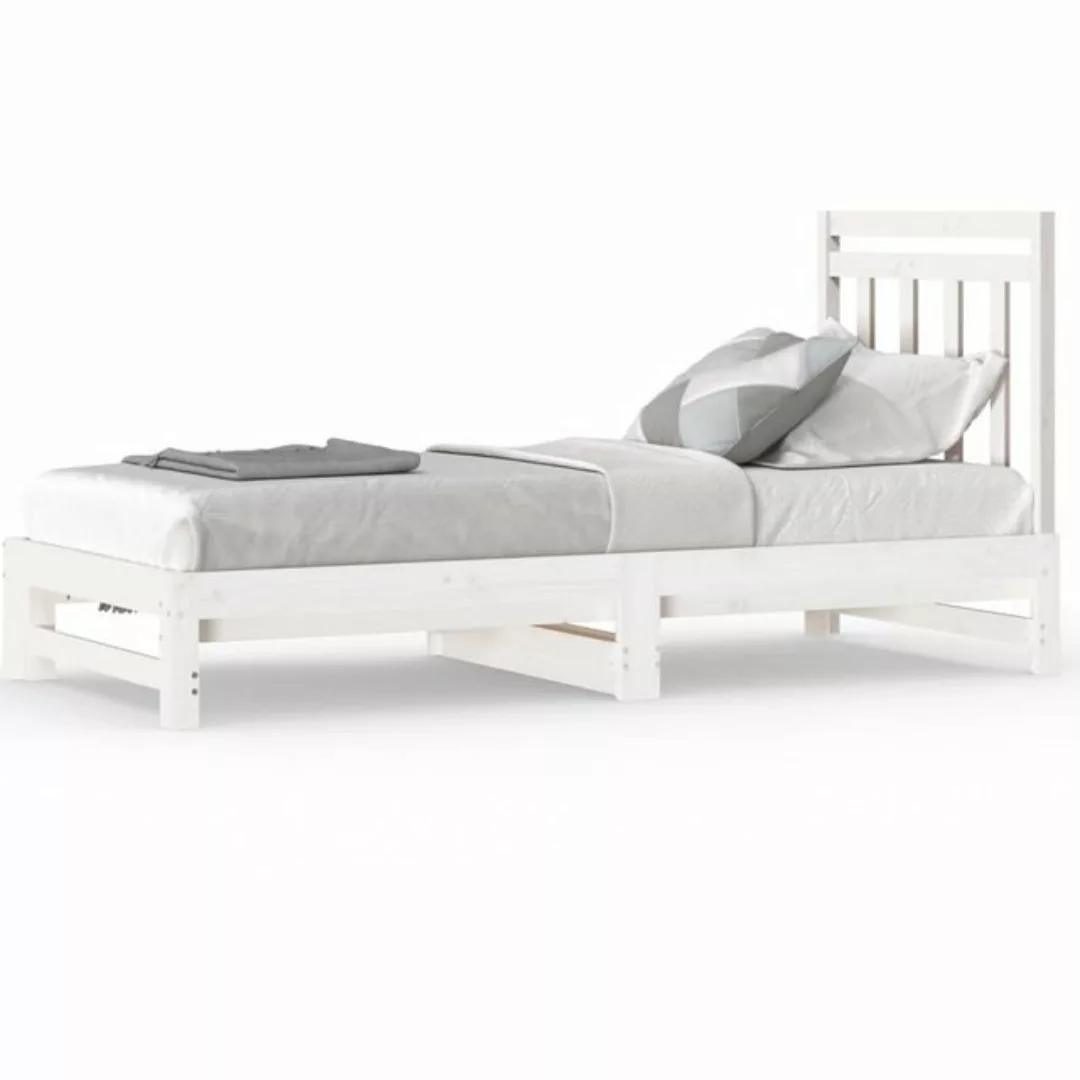 vidaXL Bettgestell Tagesbett Gästebett Ausziehbar Weiß 2x90x200 cm Massivho günstig online kaufen