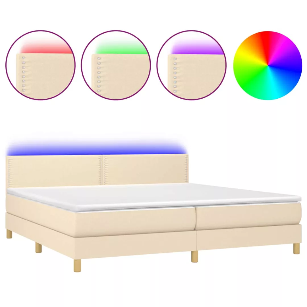 Vidaxl Boxspringbett Mit Matratze & Led Creme 200x200 Cm Stoff günstig online kaufen