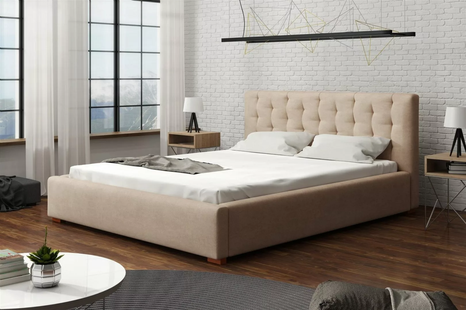 Fun Möbel Polsterbett Schlafzimmerbett LUCCA in Stoff Cloud (inkl. Bettkast günstig online kaufen