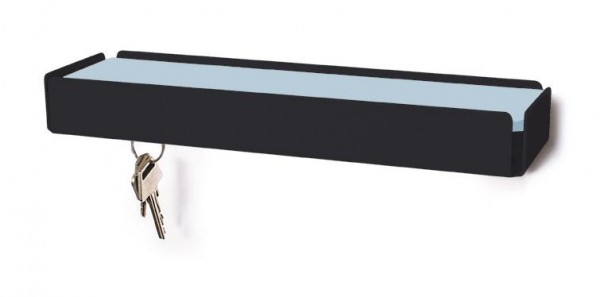 Schlüsselbrett KEY-BOX schwarz Lederauflage hellblau günstig online kaufen