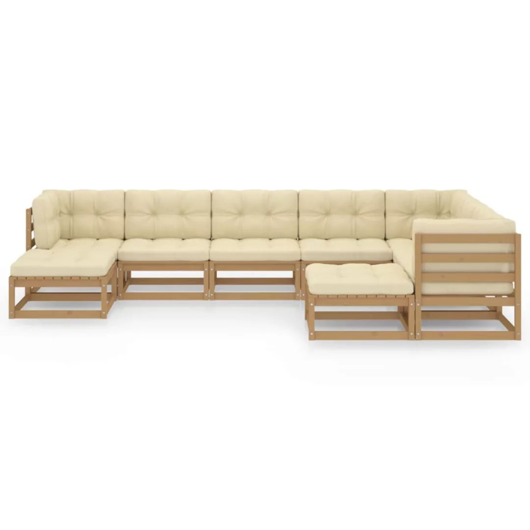 9-tlg. Garten-lounge-set Kissen Honigbraun Kiefer Massivholz günstig online kaufen