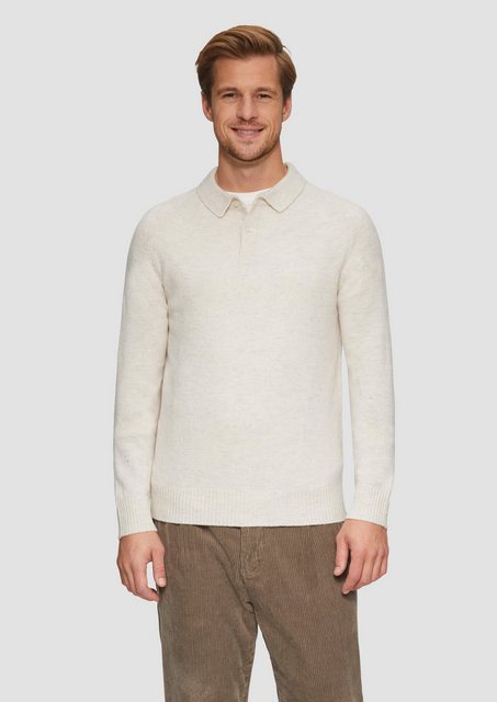 s.Oliver Strickpullover Softer Polo-Strickpullover aus reiner Wolle Rippble günstig online kaufen