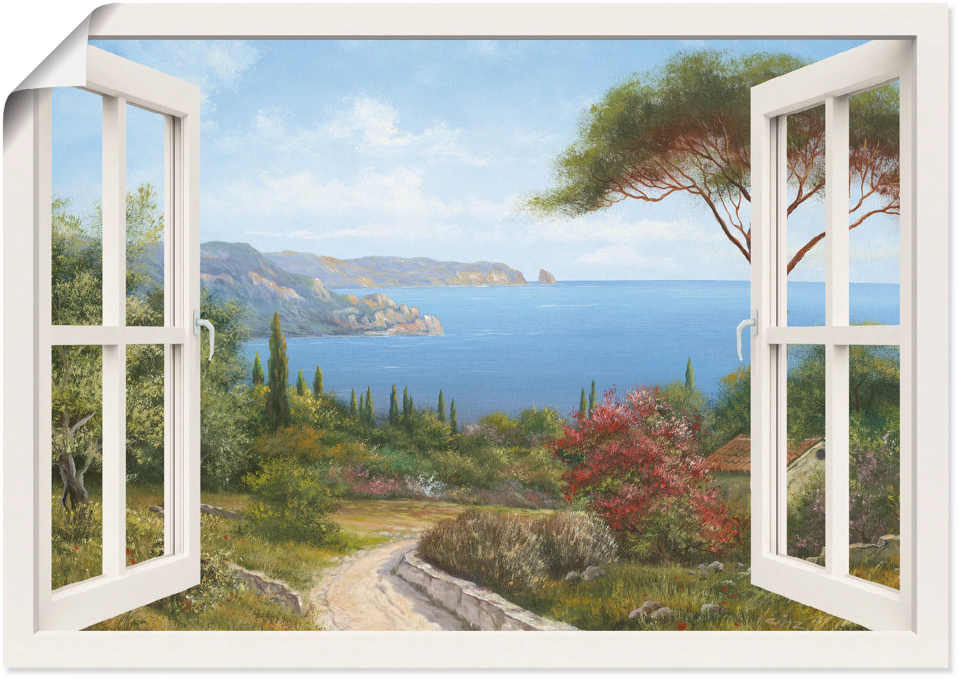Artland Wandbild "Fensterblick - Haus am Meer I", Fensterblick, (1 St.), al günstig online kaufen