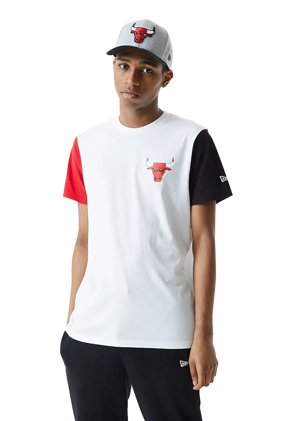 New Era Herren T-Shirt NBA Color Block Sleeve Tee CHICAGO BULLS Weiß günstig online kaufen