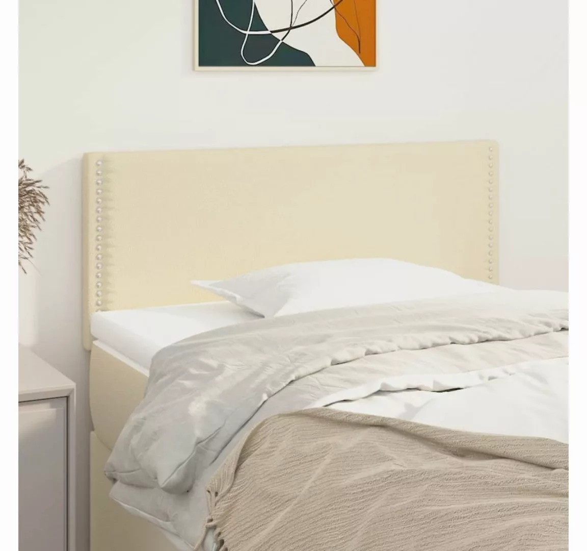 vidaXL Bett, Kopfteil Creme 100x5x78/88 cm Kunstleder günstig online kaufen