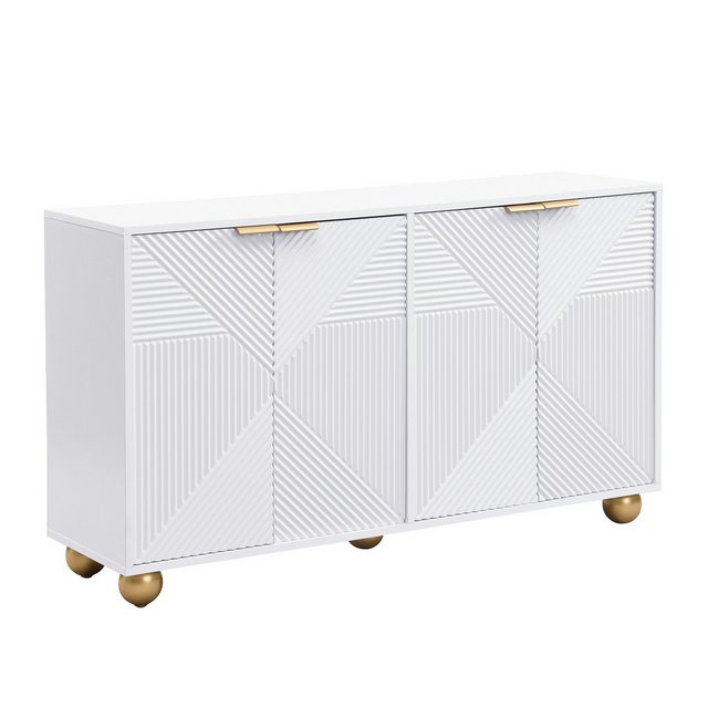 Yorbay Beistellschrank Sideboard 120*35*71,5cm mit vier geformten Türen günstig online kaufen