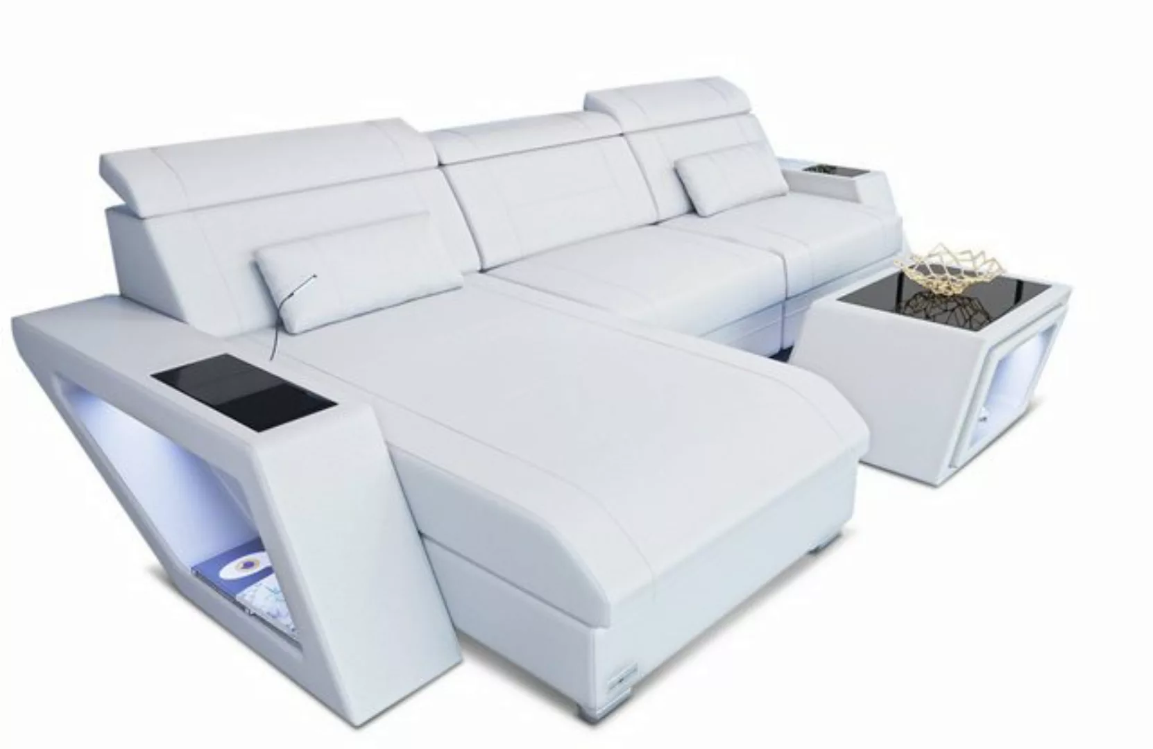 Sofa Dreams Ecksofa Ledersofa Couch Catania L Form Leder Sofa, mit LED, wah günstig online kaufen