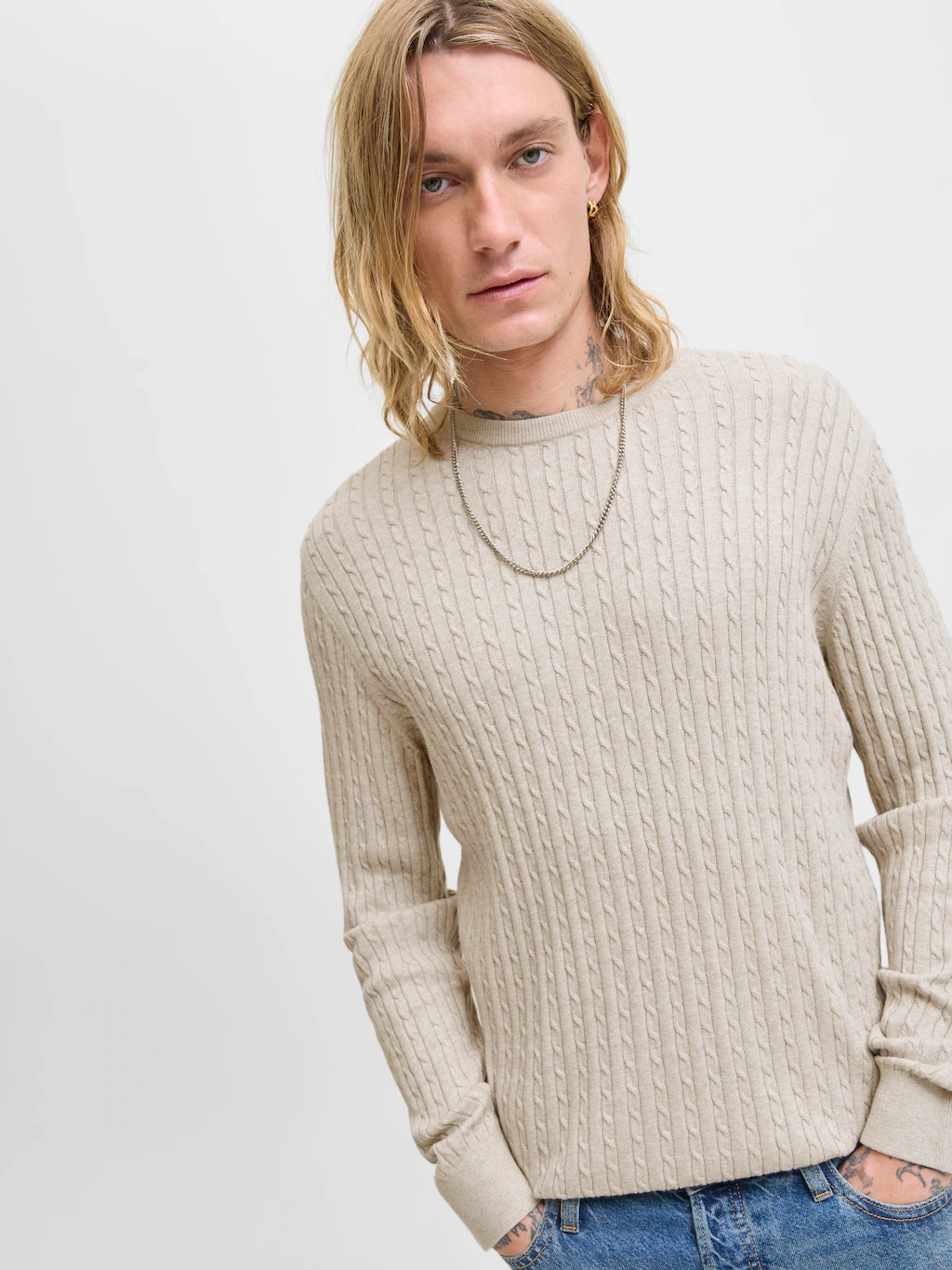 Jack & Jones Strickpullover "JJEEMIL KNIT CABLE CREW NECK NOOS" günstig online kaufen