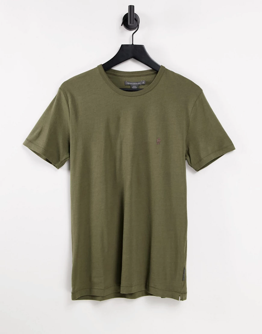French Connection – T-Shirt mit Rundhalsausschnitt in Khaki-Grün günstig online kaufen