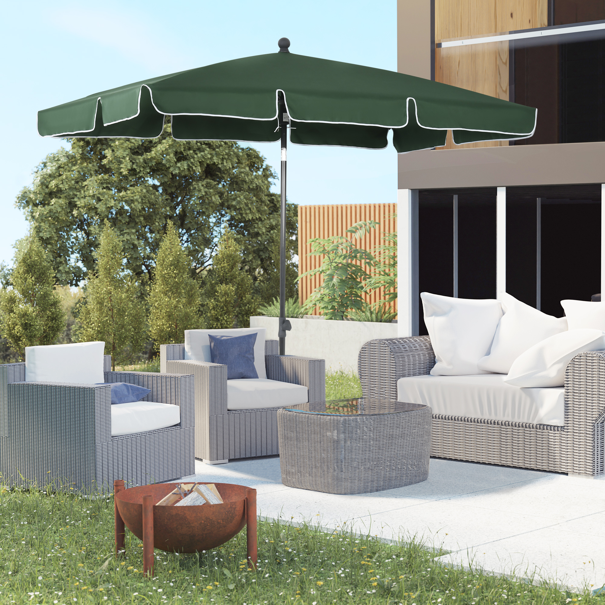 Outsunny Gartenschirm 2x1.3m neigbar mit gerafften Rändern, Gartenschirm mi günstig online kaufen