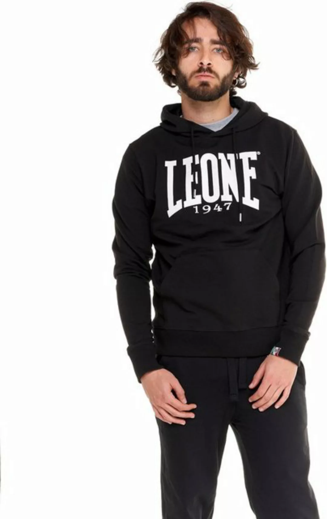 LEONE 1947 Rundhalspullover Big Logo Kapuzensweatshirt günstig online kaufen