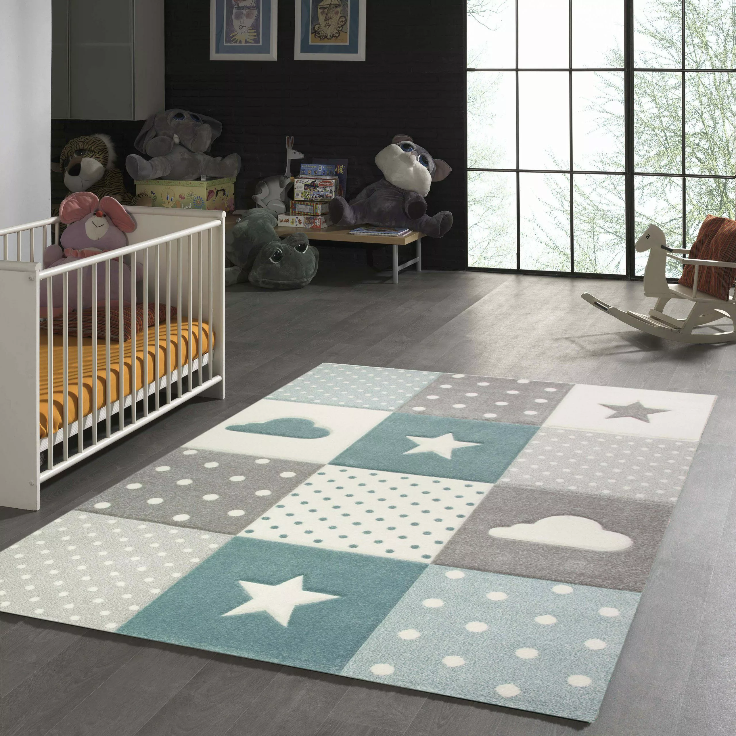 TeppichHome24 Kinderteppich Kinderteppich mit Stern Wolke günstig online kaufen