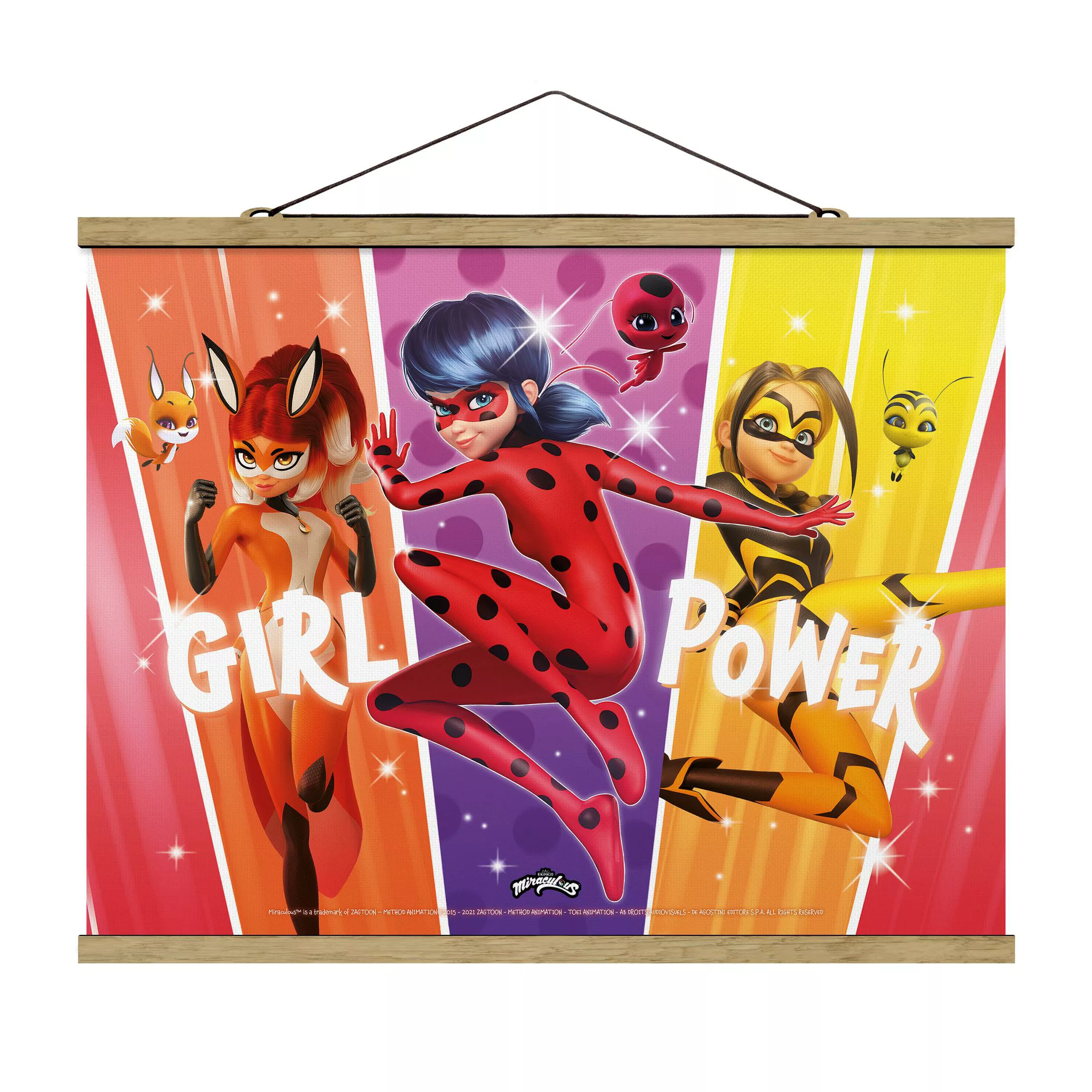 Stoffbild mit Posterleisten Miraculous Regenbogen Girl Power günstig online kaufen