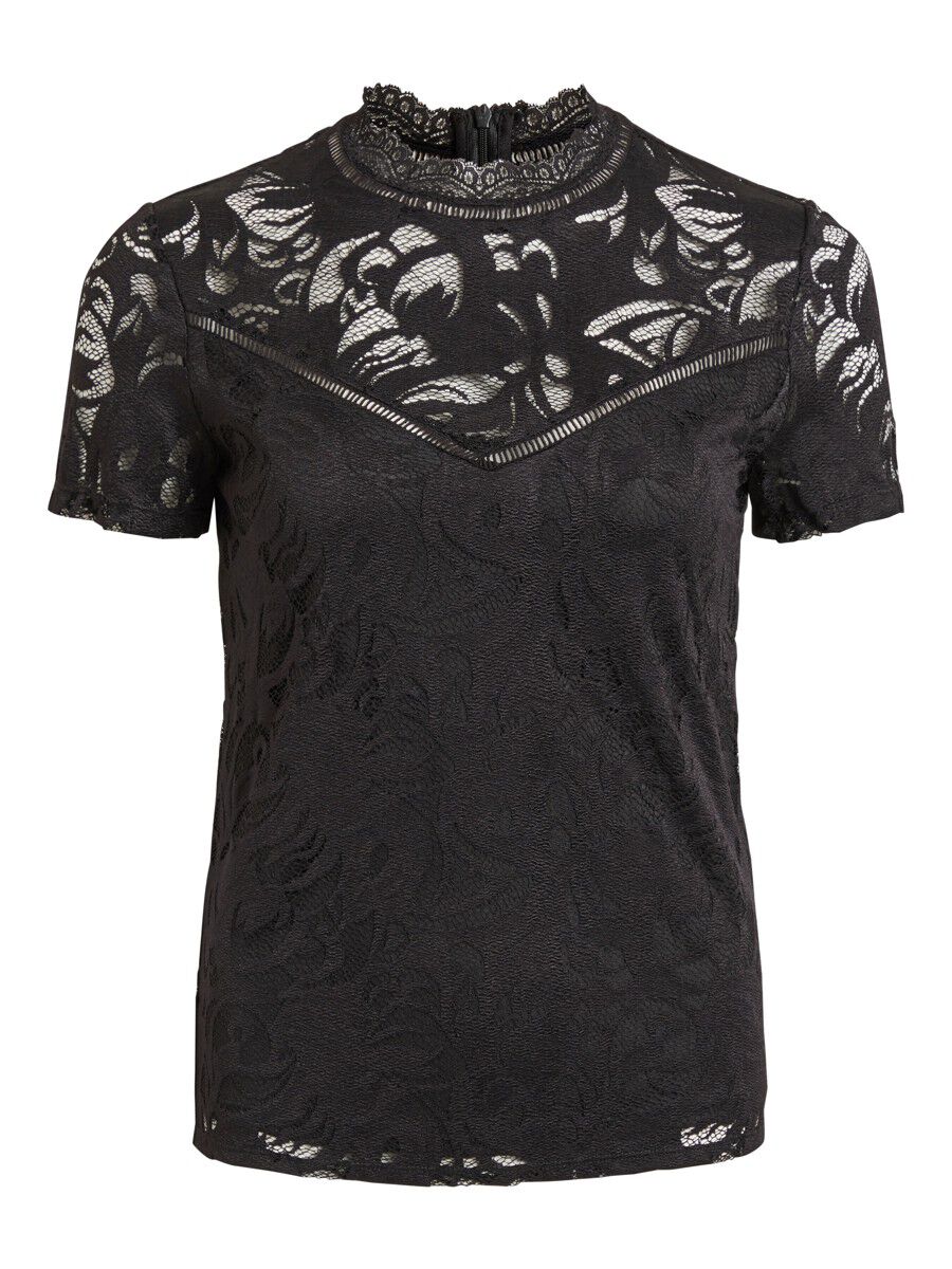 Vila Stasia Kurzarm-t-shirt Aus Spitze XL Black günstig online kaufen