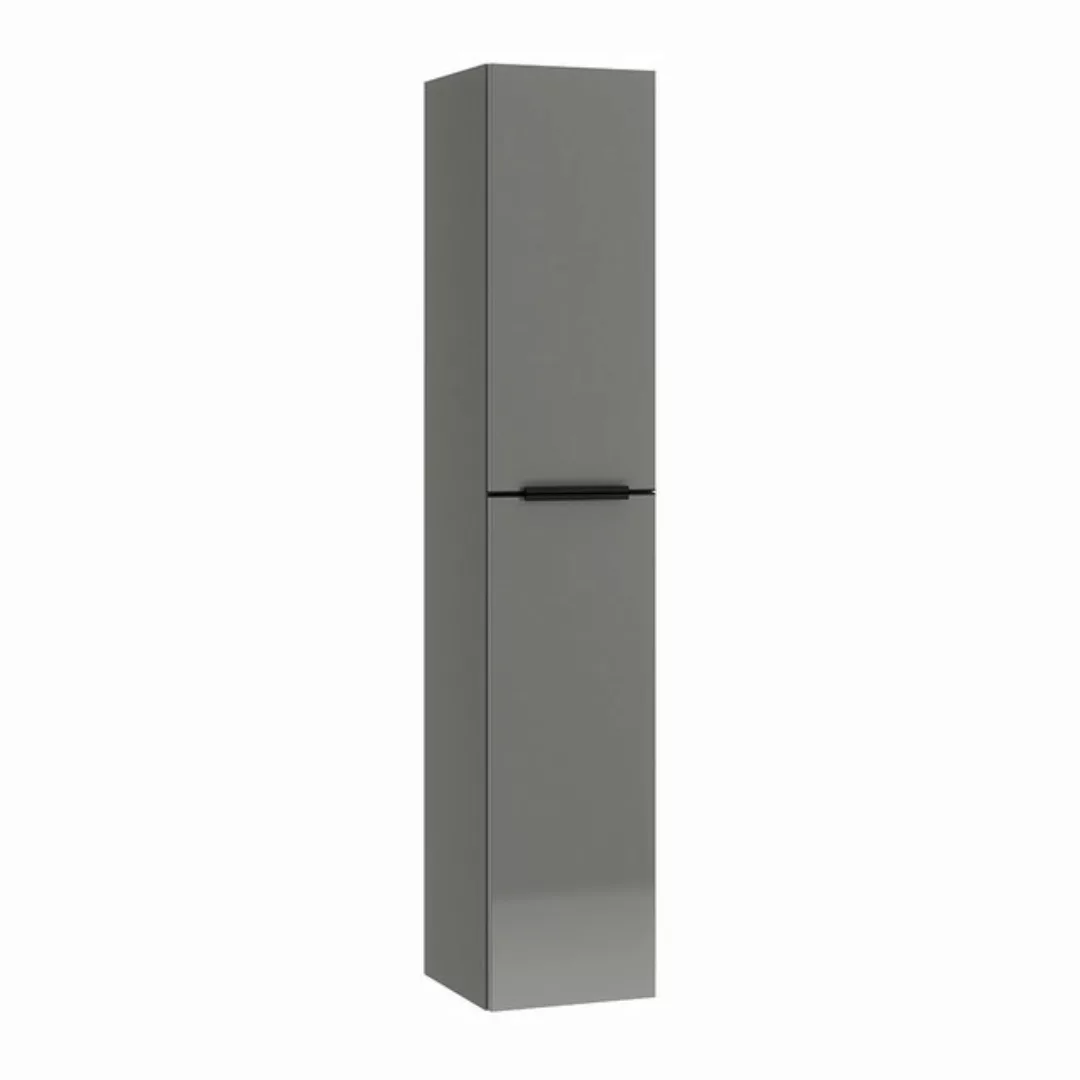 Badezimmer Midischrank mit Türanschlag rechts in Hochglanz grau mit schwarz günstig online kaufen