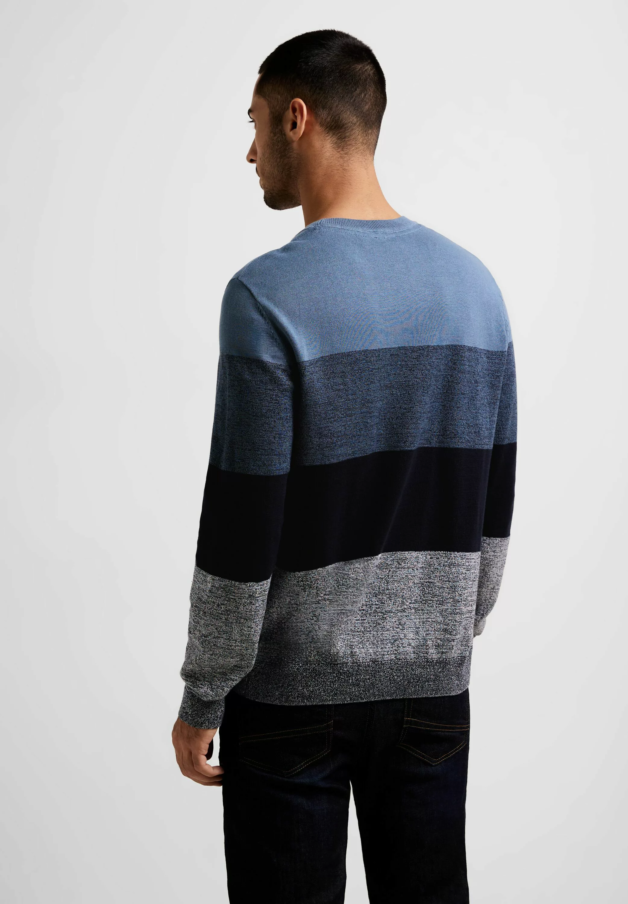 STREET ONE MEN Strickpullover mit mehrfarbigen Blockstreifen günstig online kaufen