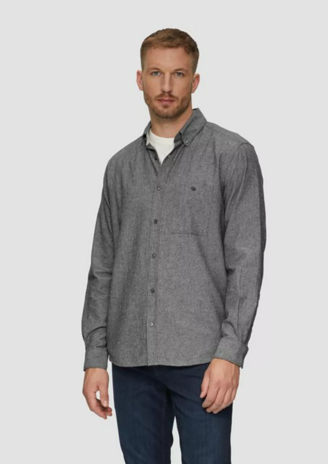 s.Oliver Langarmhemd Regular Fit: Strukturiertes Hemd mit Button-Down-Krage günstig online kaufen