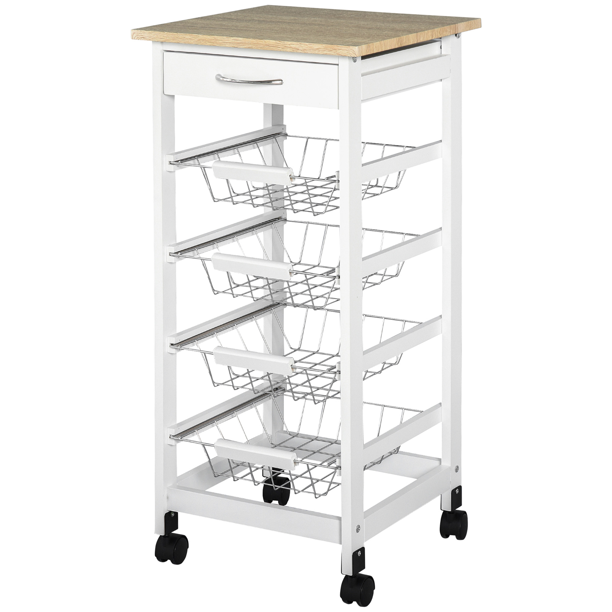 HOMCOM Küchenwagen mit Rollen, Servierwagen, 4 Metallkörbe + Schublade, Küc günstig online kaufen