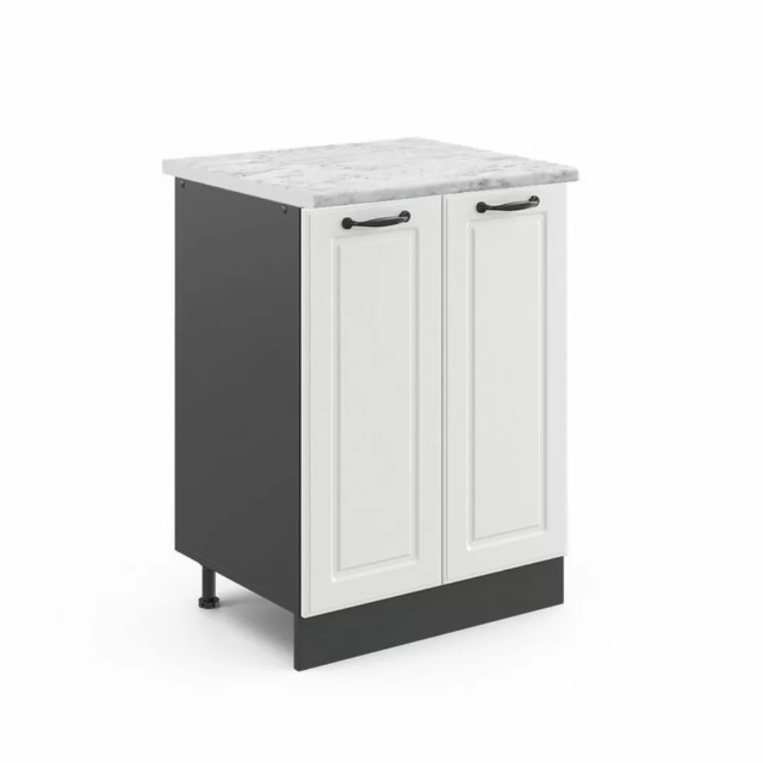 Vicco Unterschrank R-Line, Weiß Landhaus/Anthrazit, 60 cm, AP Marmor günstig online kaufen