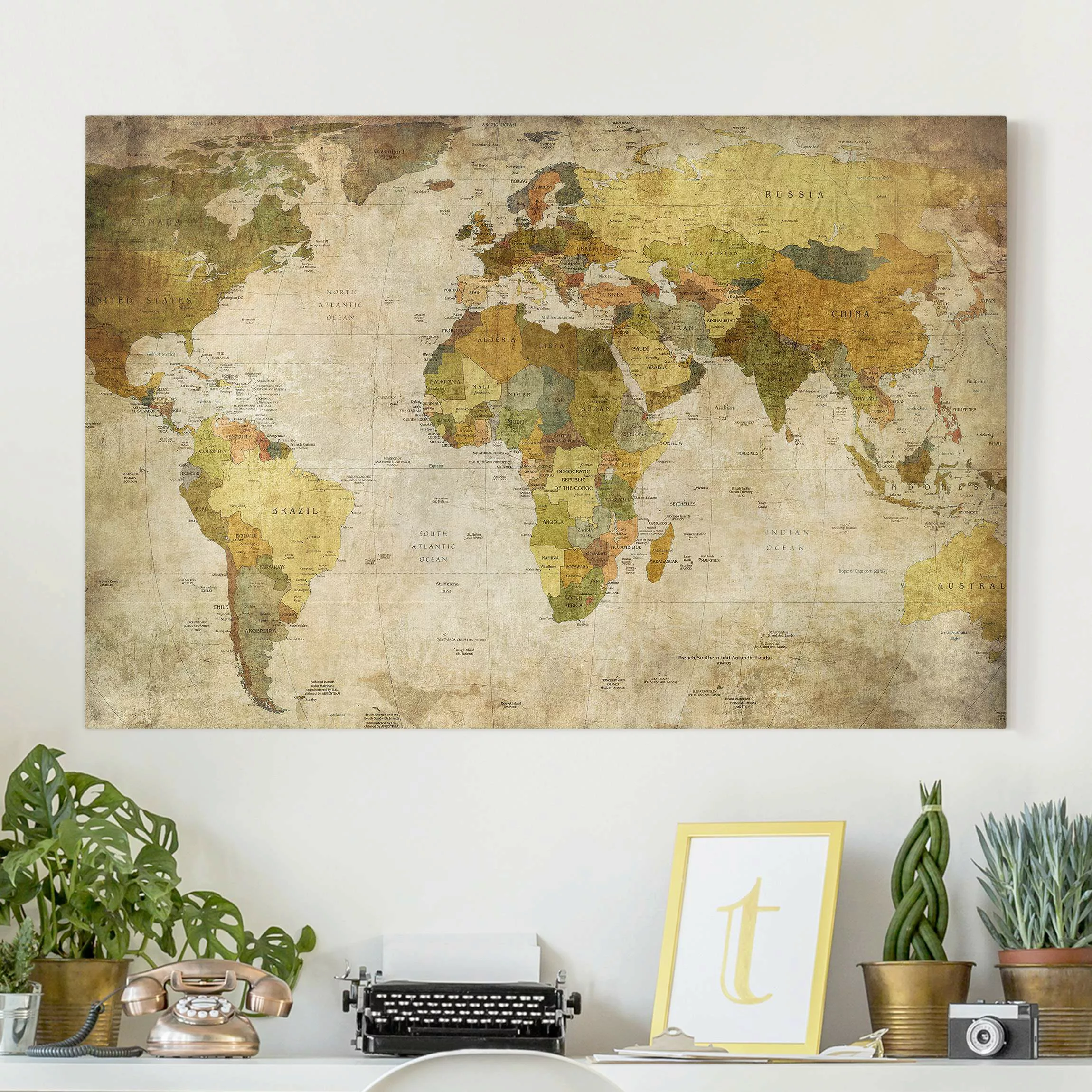 Leinwandbild Weltkarte - Querformat Weltkarte günstig online kaufen