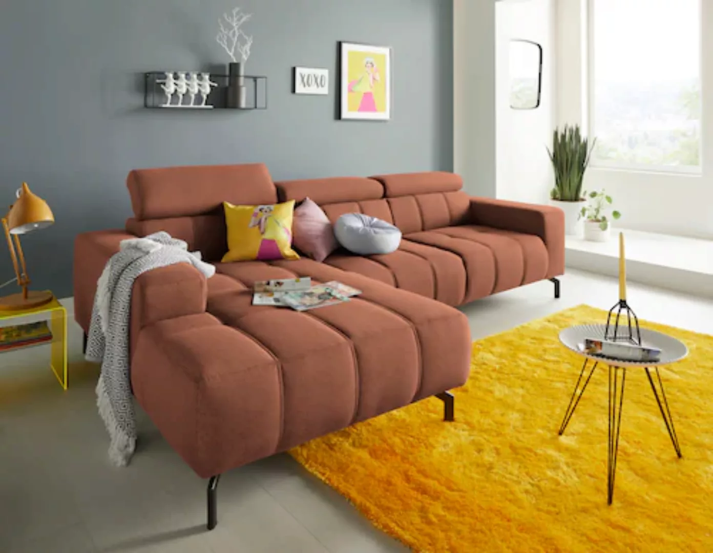 DOMO collection Ecksofa "Cunelli L-Form", wahlweise inklusive 6-fach verste günstig online kaufen