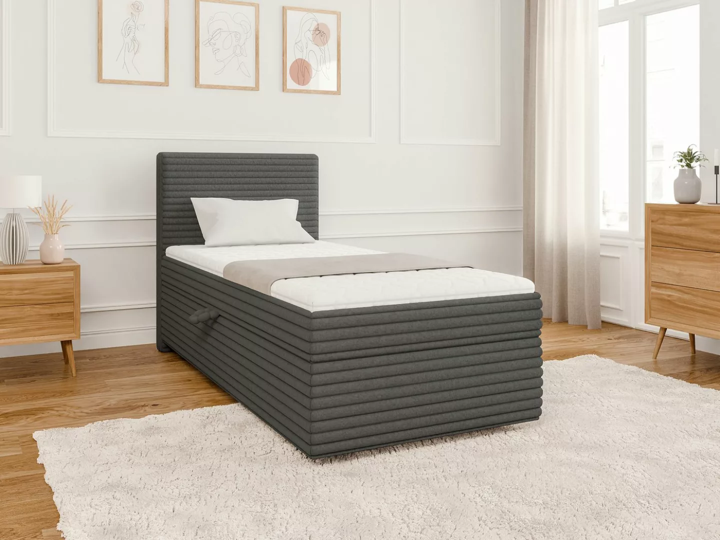 S-Style Möbel Boxspringbett Jasper mit Topper und Bettkästen, aus Plüschcor günstig online kaufen