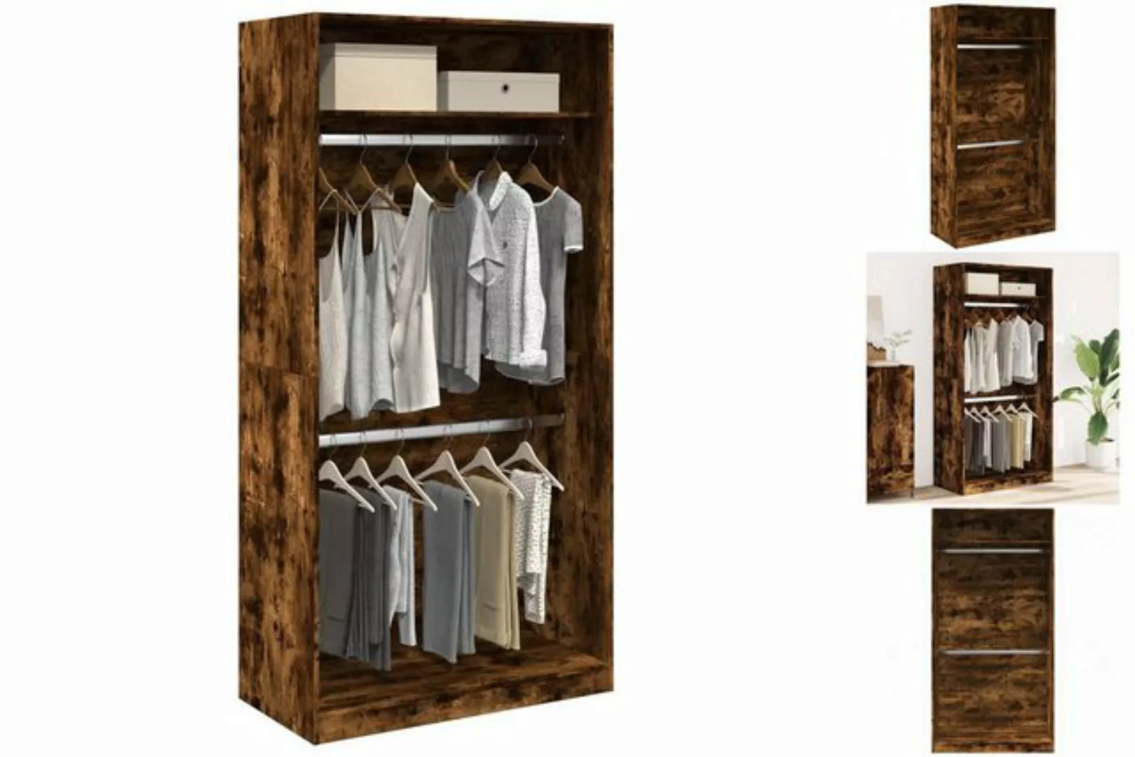 vidaXL Kleiderschrank Kleiderschrank Räuchereiche 100x50x200 cm Holzwerksto günstig online kaufen