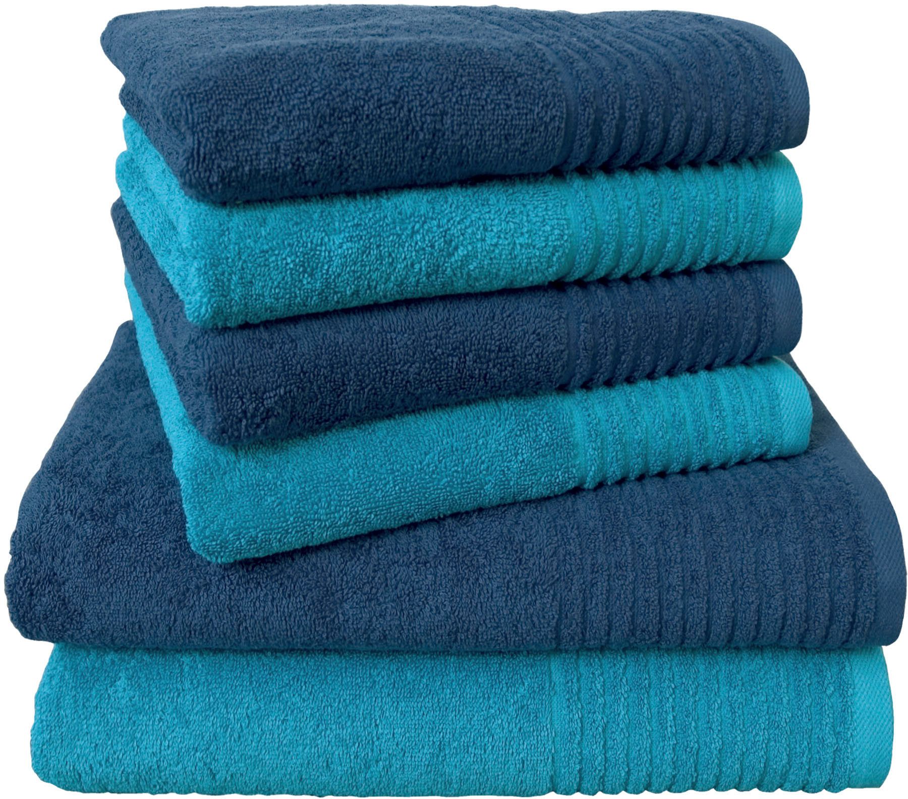 Dyckhoff Handtuch Set »Brillant«, Set, 6 tlg., Walkfrottee, mit Streifenbor günstig online kaufen