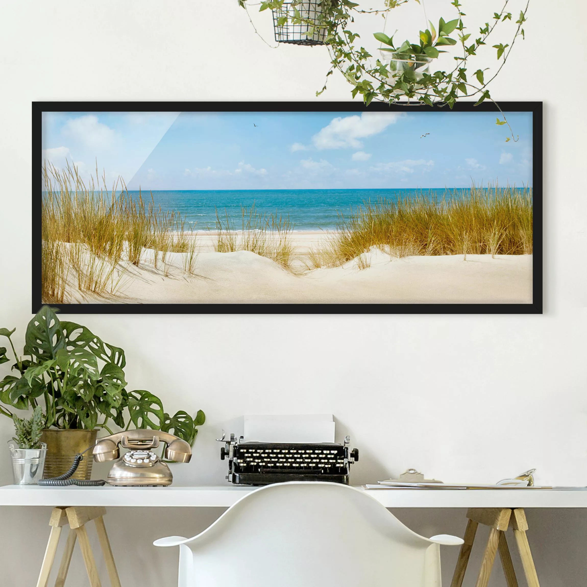 Bild mit Rahmen Strand - Panorama Strand an der Nordsee günstig online kaufen