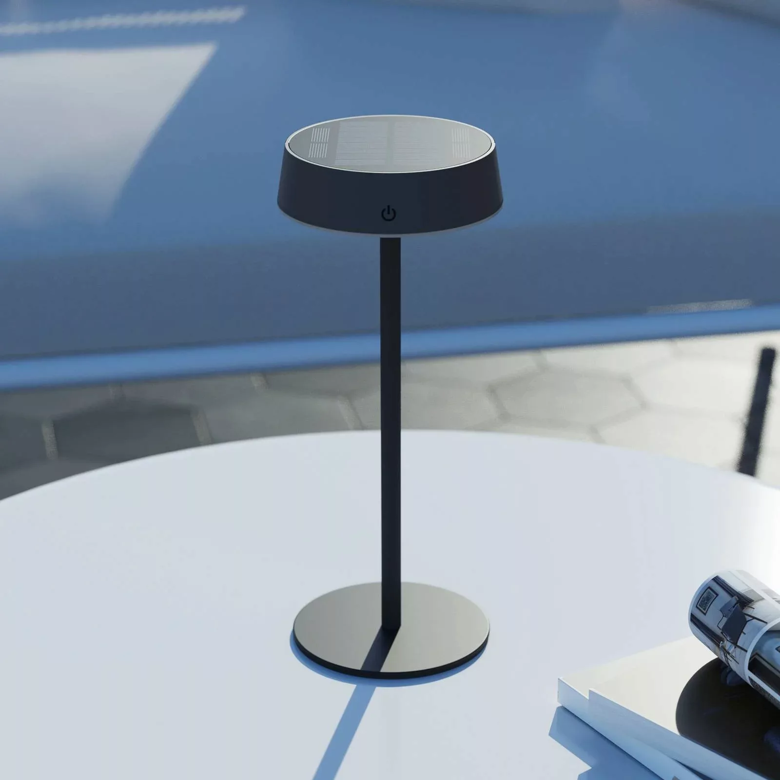 Calex LED-Solar-Akku-Tischleuchte Parma, dimmbar, schwarz günstig online kaufen