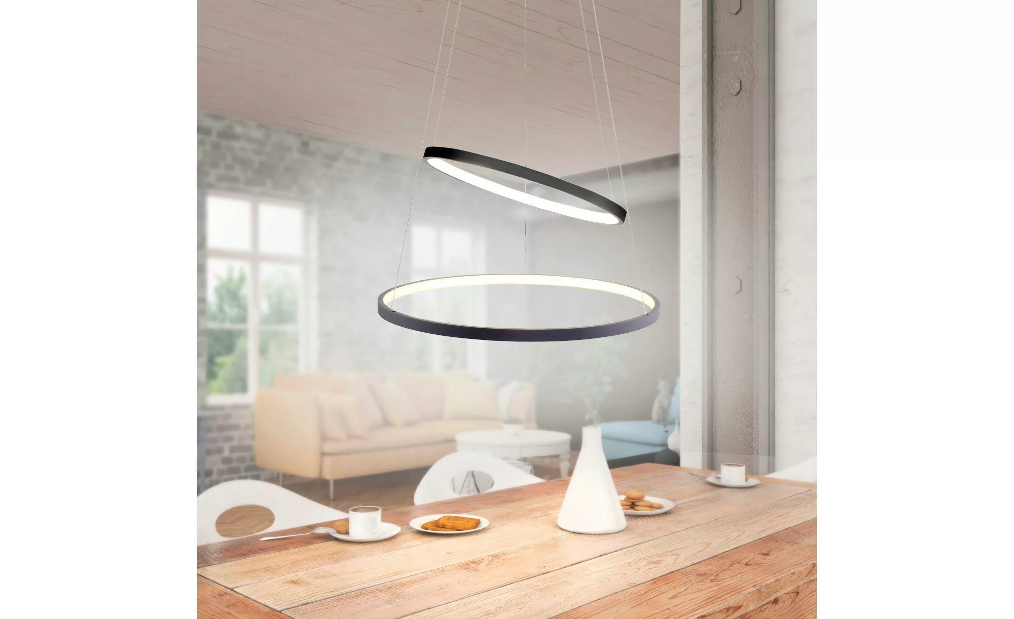 LED-Hängeleuchte Circle, anthrazit, zweiflammig günstig online kaufen